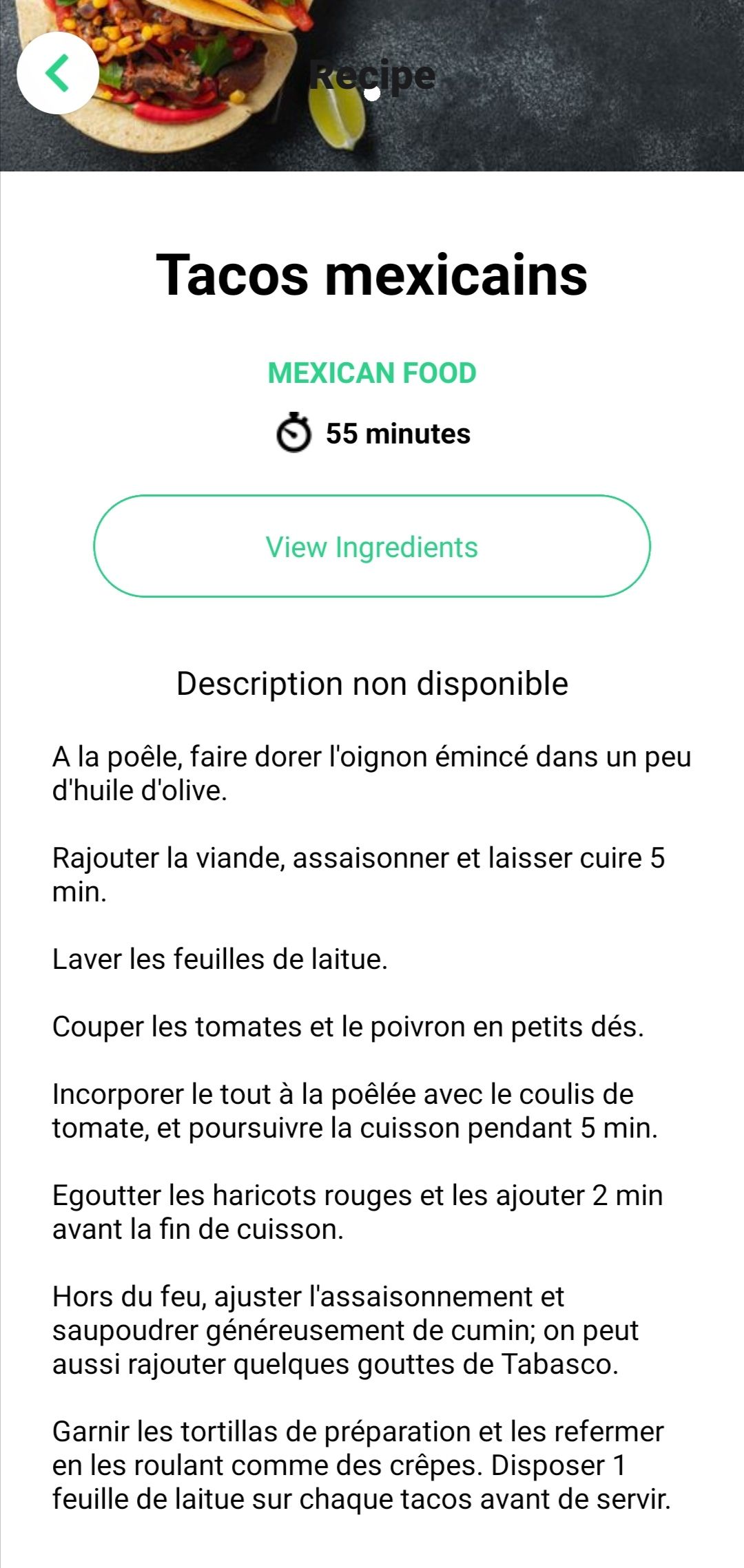 Aperçu page de recette
